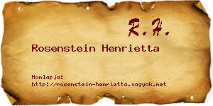 Rosenstein Henrietta névjegykártya